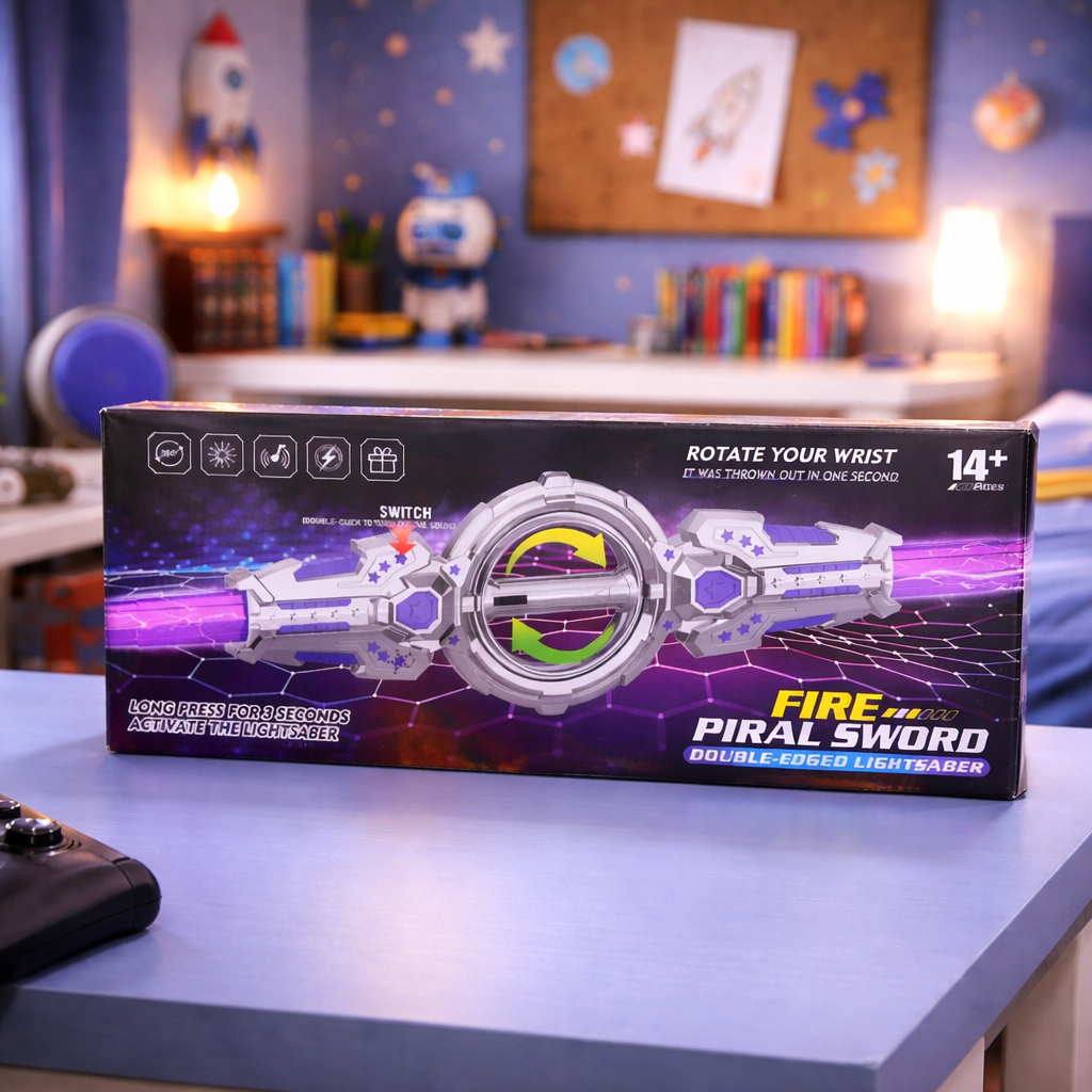 Electric Gyro Light Sword Toy 360-Degree Spinning LED Action Blade