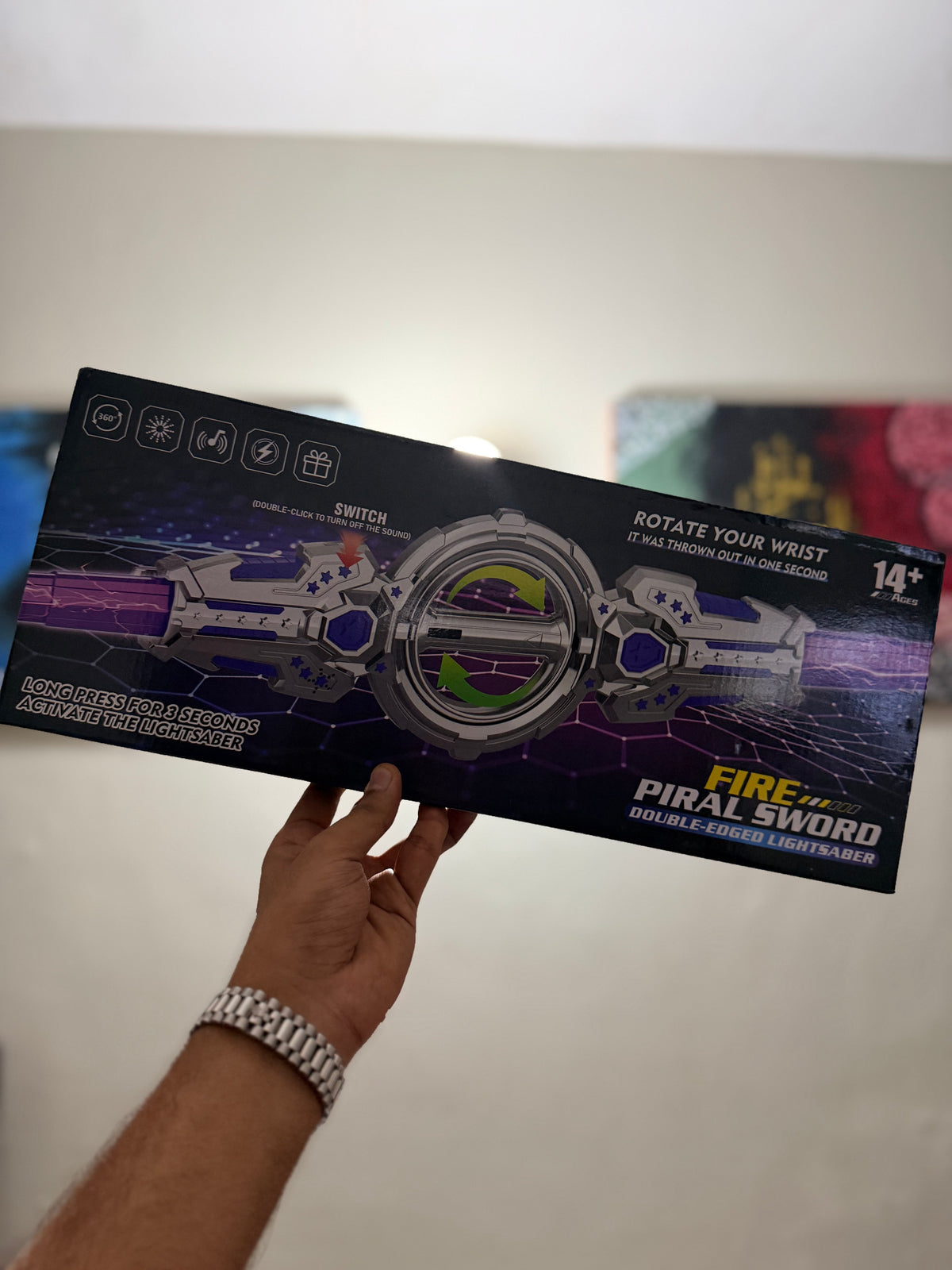 Electric Gyro Light Sword Toy 360-Degree Spinning LED Action Blade