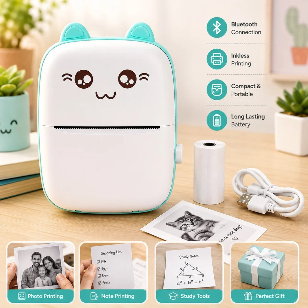 Pocket Inkless Mini Printer - Thermal Portable Bluetooth Wireless Mini Printer