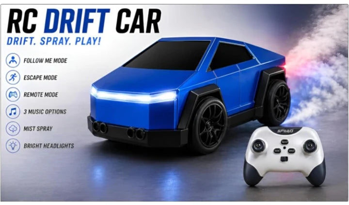 2.4GHz Mini Spray Drift Remote Control Car with Mist Spray, Follow Mode, Escape Mode, Light & Sound RC Toy Car