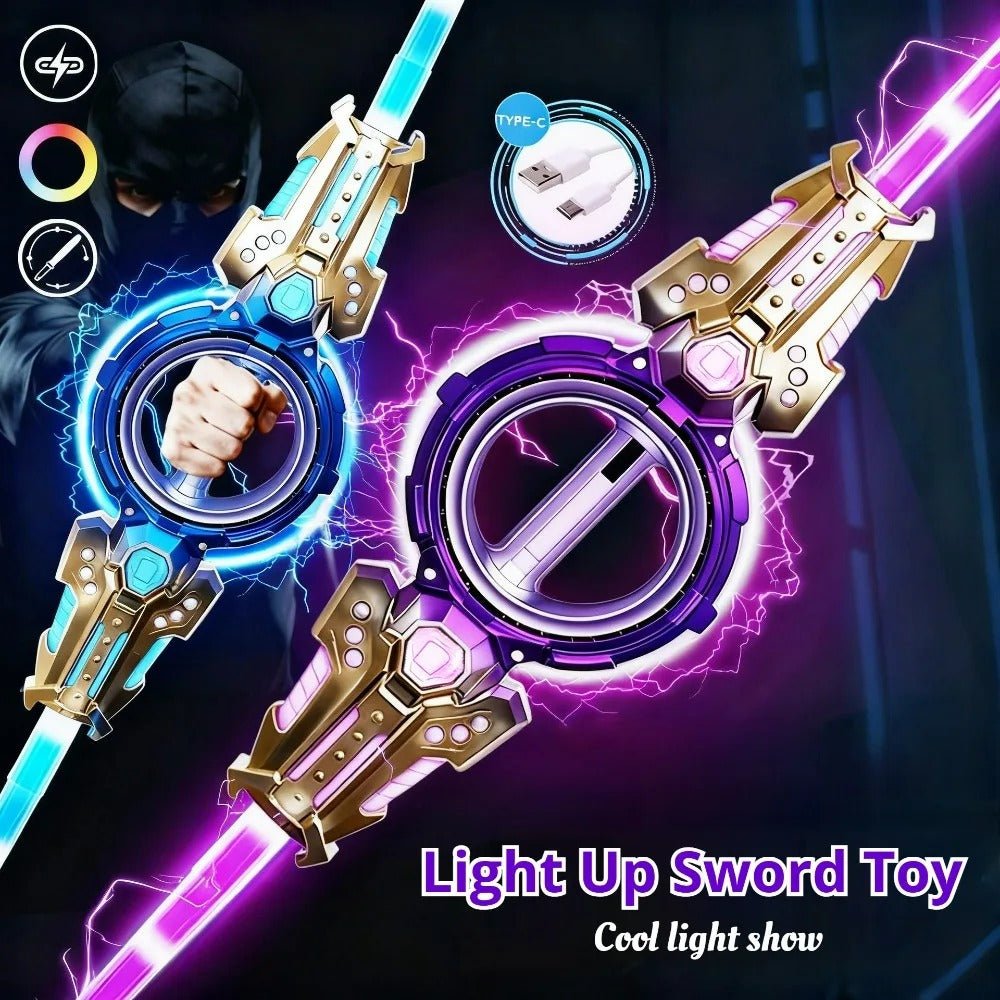 Electric Gyro Light Sword Toy 360-Degree Spinning LED Action Blade