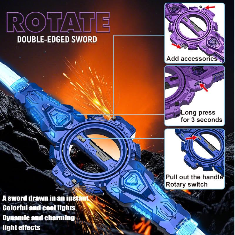 Electric Gyro Light Sword Toy 360-Degree Spinning LED Action Blade