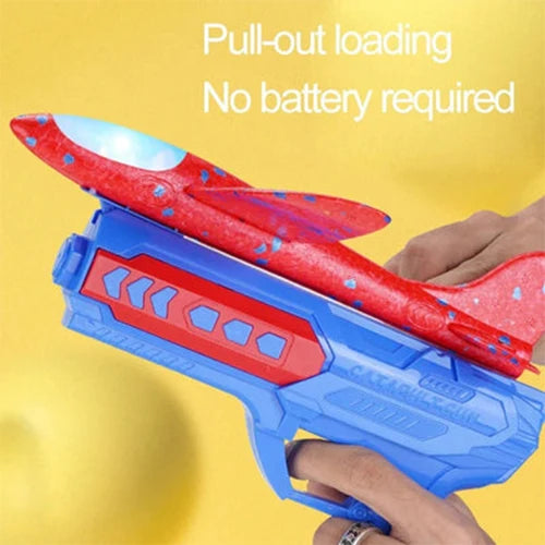 Catapult Gun Aircraft 2-in-1 LED Foam Airplane Toy Set for Kids