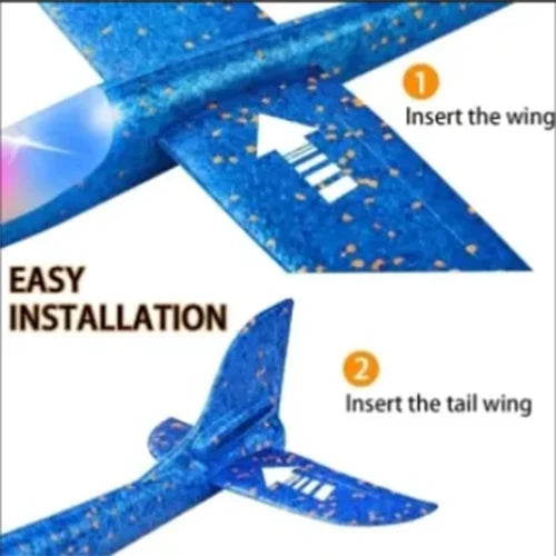 Catapult Gun Aircraft 2-in-1 LED Foam Airplane Toy Set for Kids